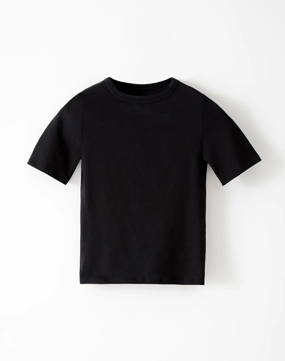 Camiseta slim rib algodón negra mujer - Image 5