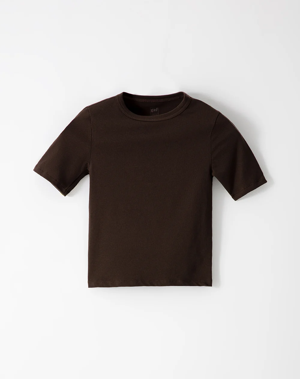 Camiseta slim rib algodón chocolate mujer - Image 5