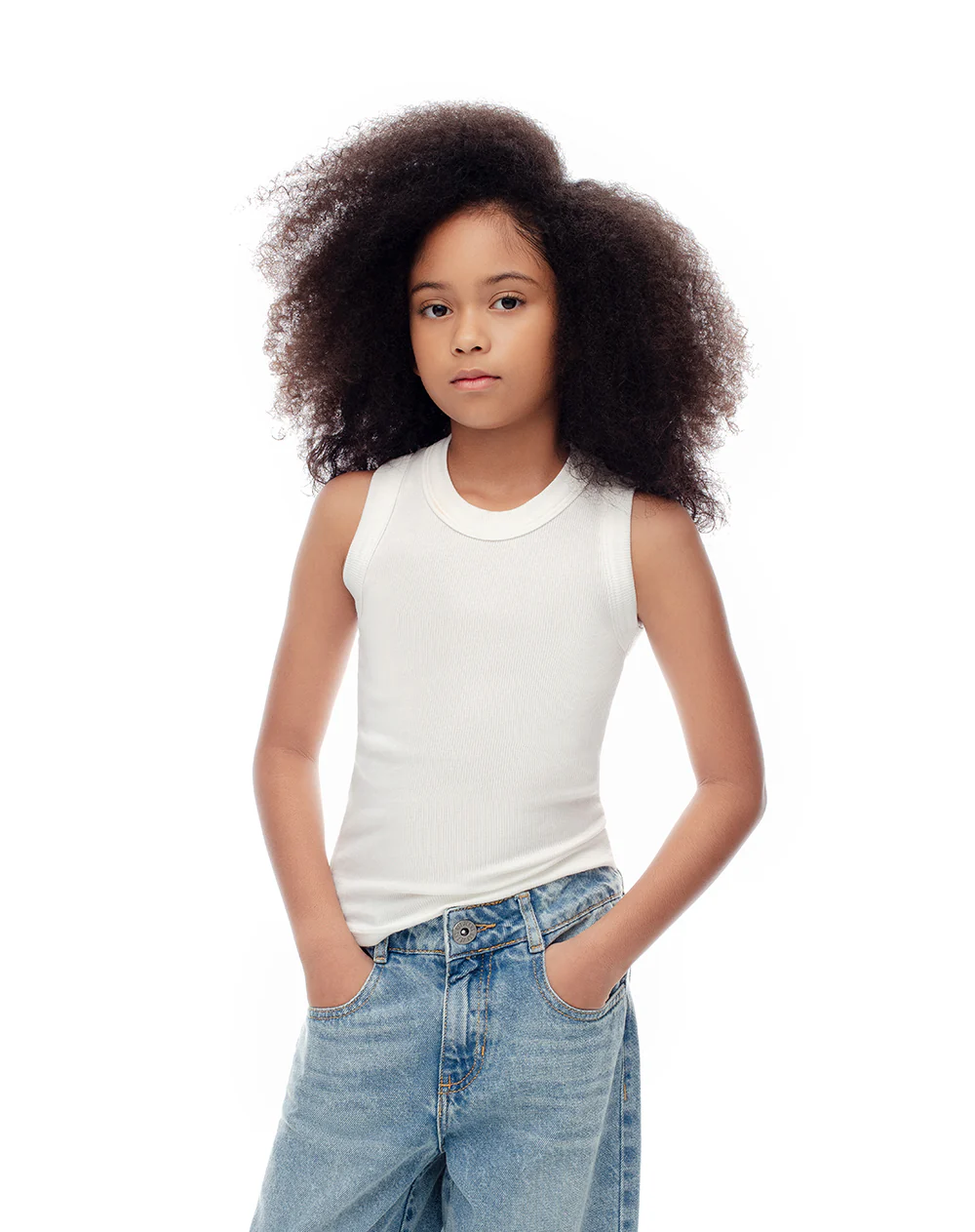 Camiseta esqueleto slim rib algodón blanca niña - Image 3