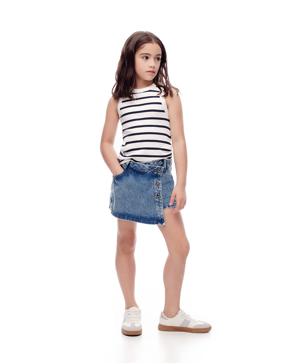 Camiseta esqueleto slim rib algodón rayas niña - Image 3