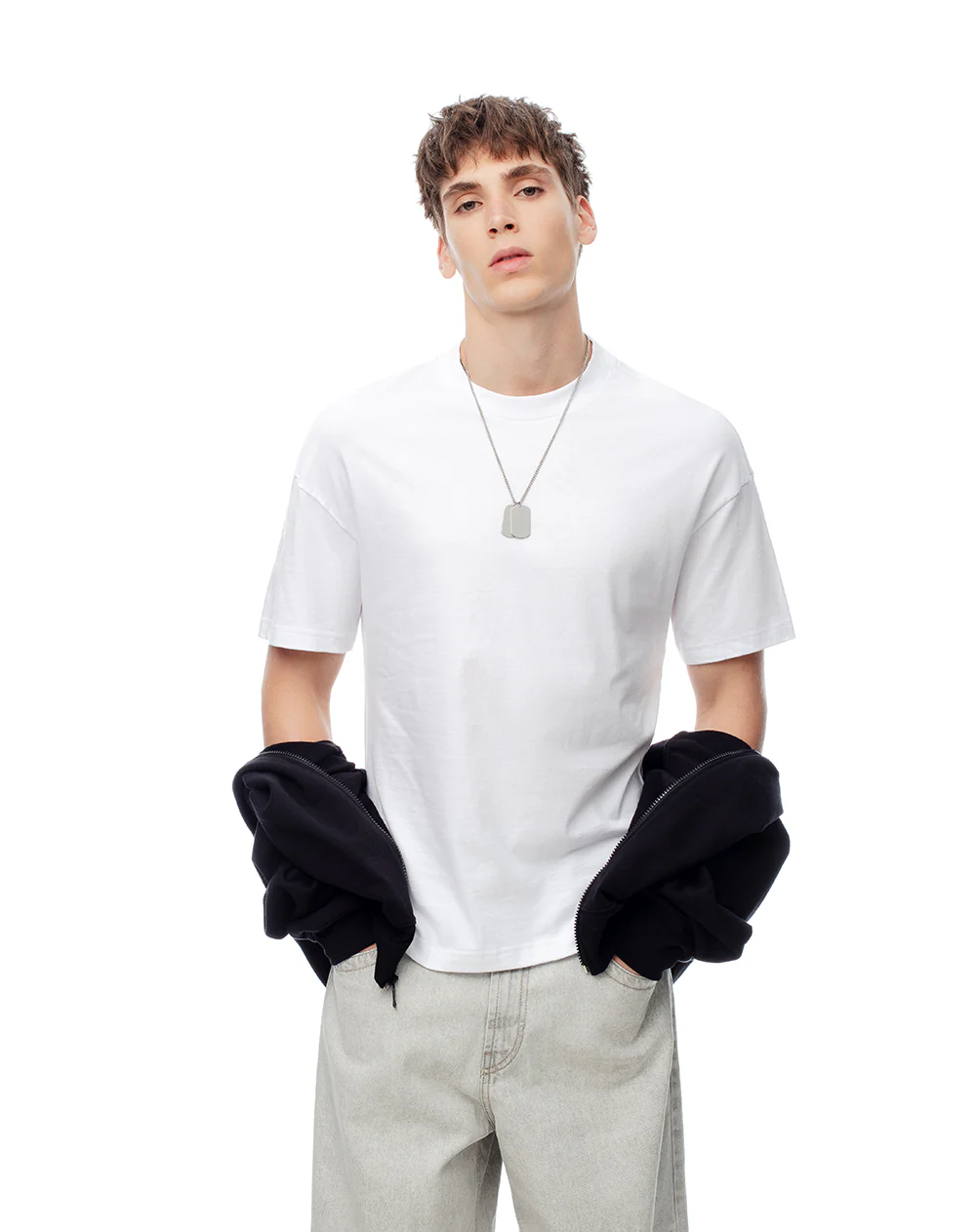 Camiseta regular algodón blanca hombre