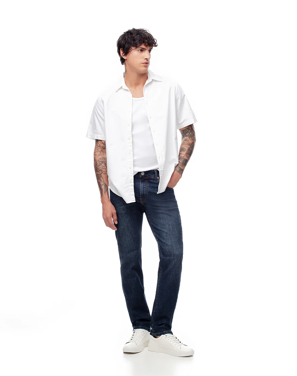 Jean straight índigo oscuro hombre