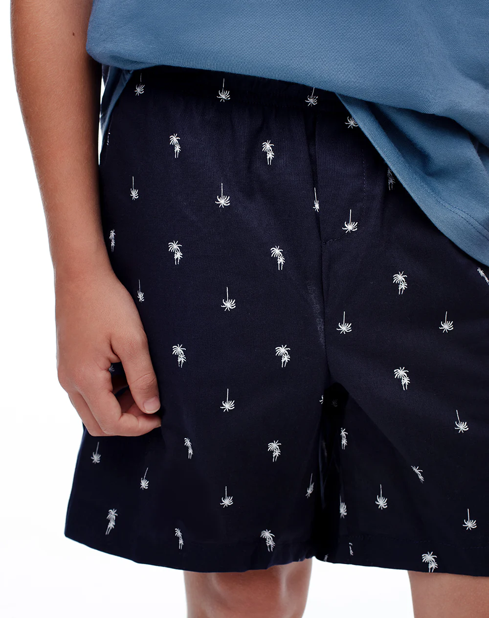 Camiseta + bermuda de pijama algodón azul niña niño - Image 5