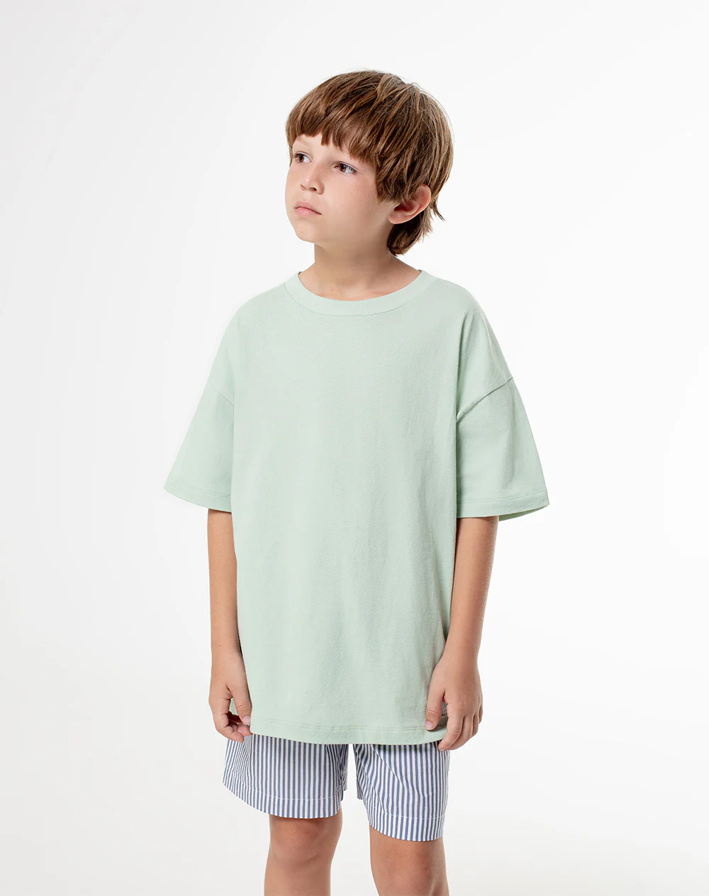 Camiseta + bermuda de pijama algodón verde niña niño