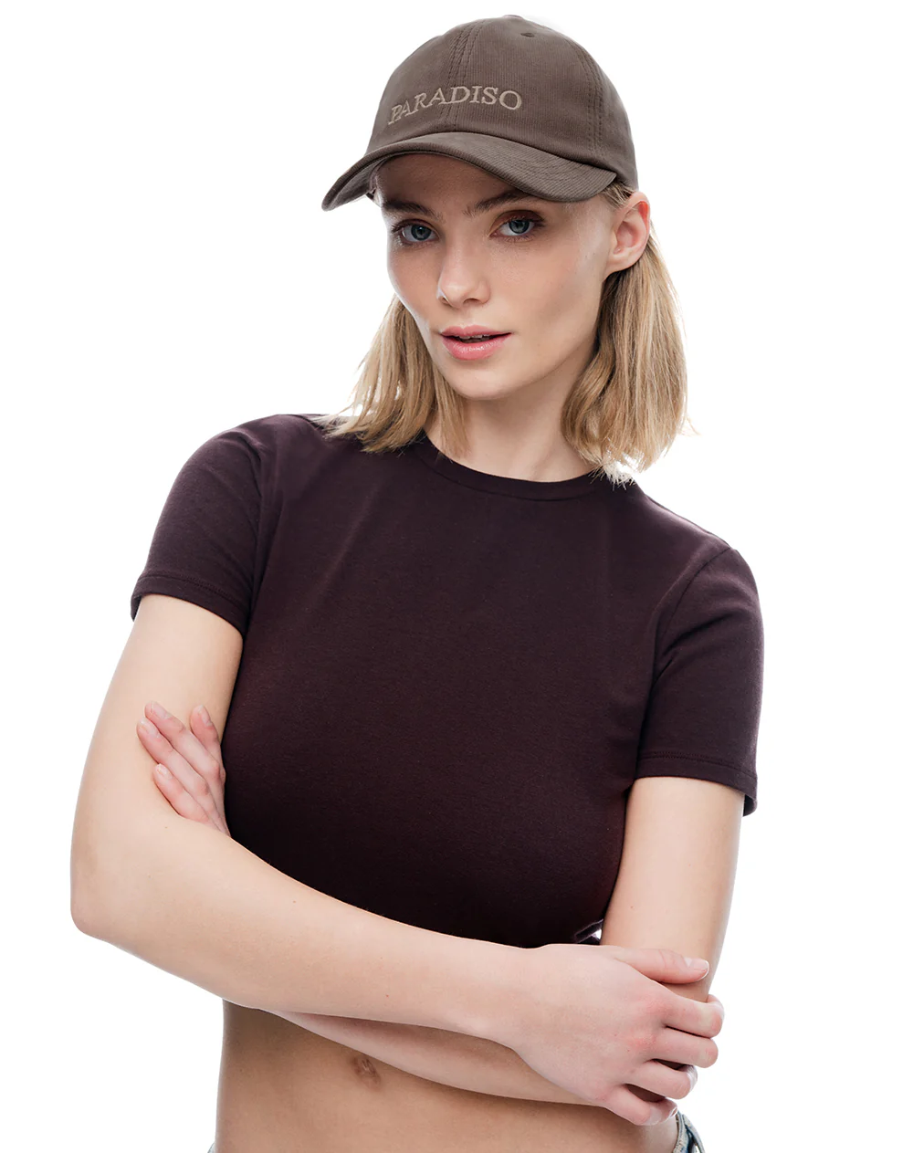 Gorra bordada café unisex mujer - Image 2