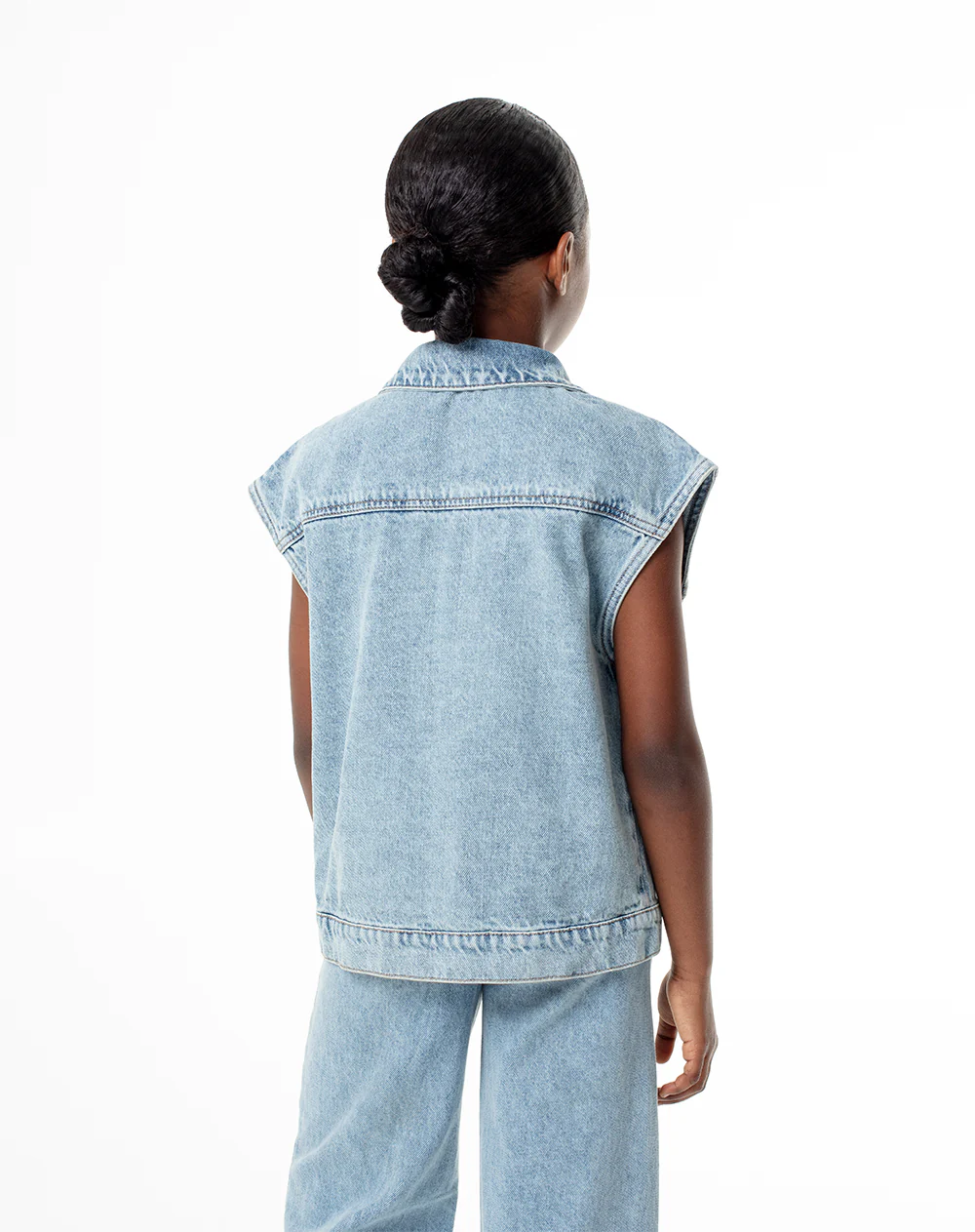 Chaleco oversize denim índigo medio niña - Image 2