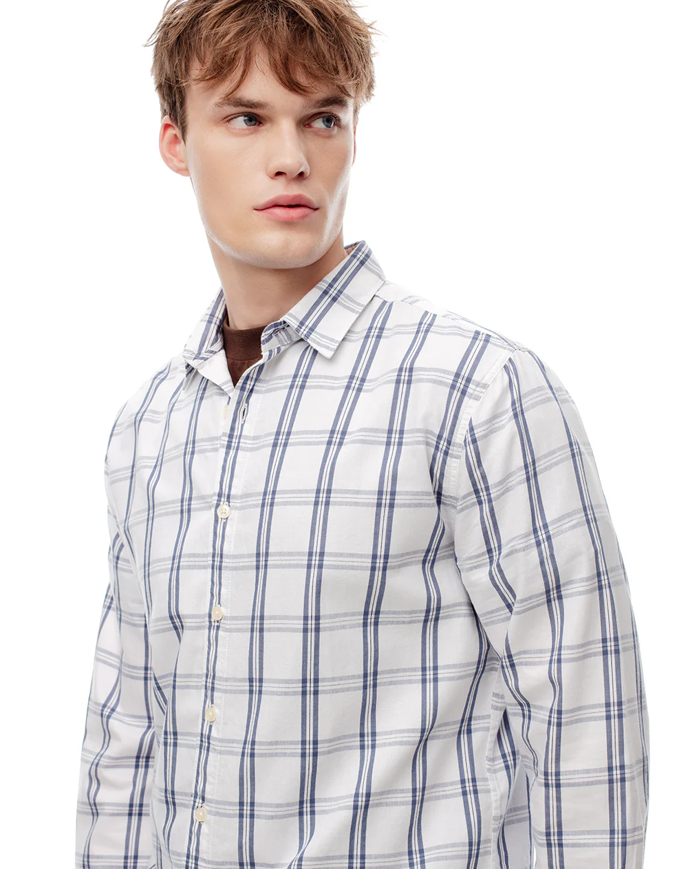 Camisa manga larga regular algodón cuadros hombre