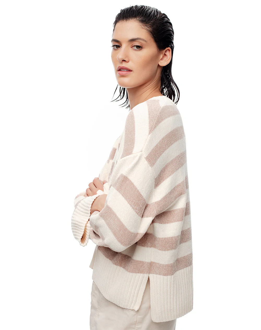 Suéter oversize rayas mujer