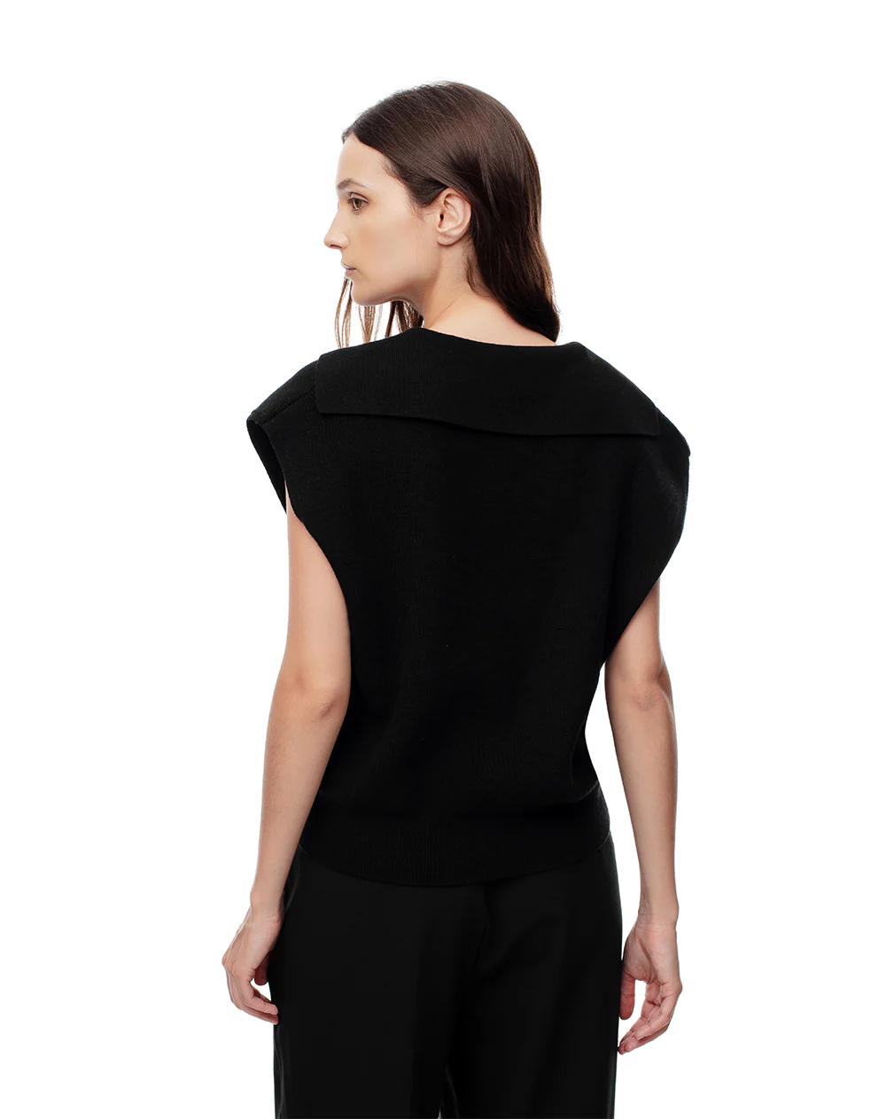 Chaleco oversize tejido negro mujer - Image 2
