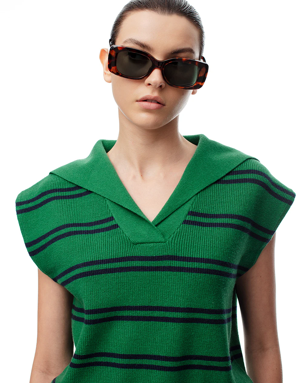 Chaleco oversize tejido rayas mujer - Image 3