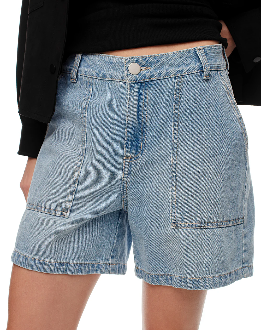 Short tiro alto denim índigo medio mujer - Image 2