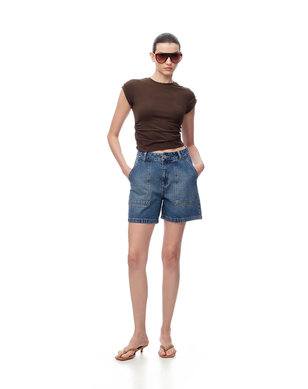Short tiro alto denim índigo oscuro mujer - Image 4