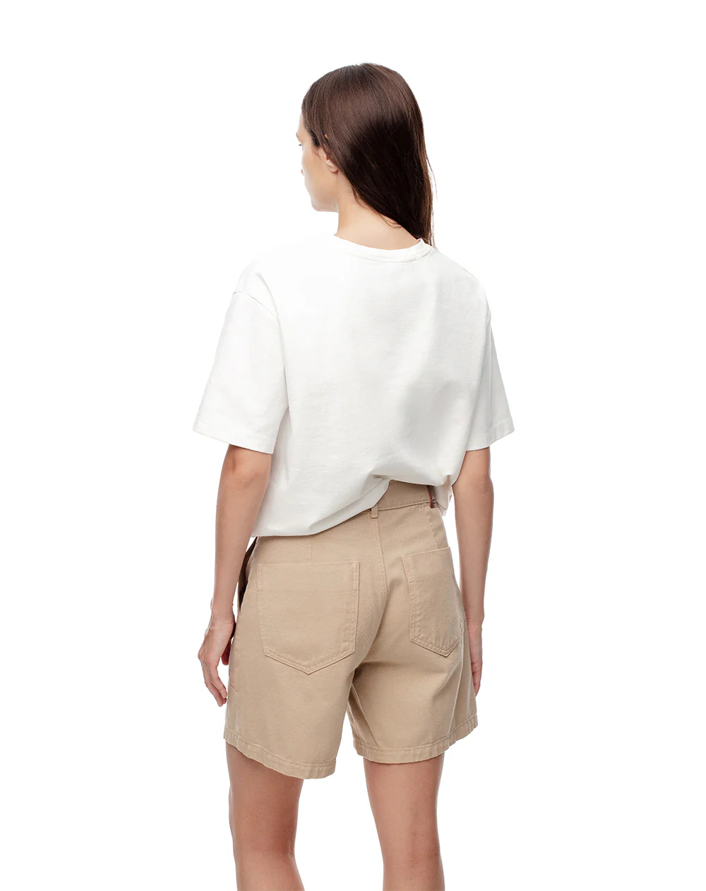 Short tiro alto denim caqui mujer - Image 2