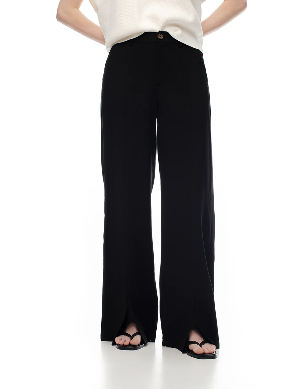 Pantalón wide leg tiro alto negro mujer - Image 3
