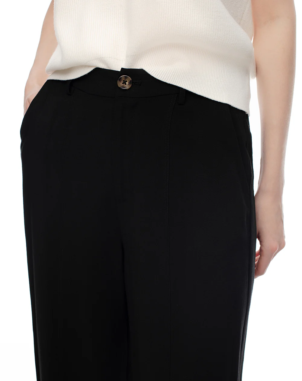 Pantalón wide leg tiro alto negro mujer - Image 5