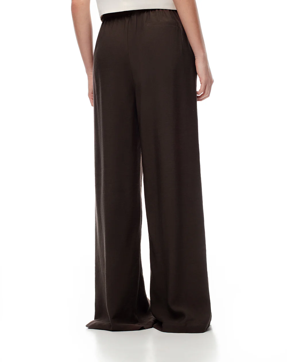Pantalón wide leg tiro alto chocolate mujer - Image 2