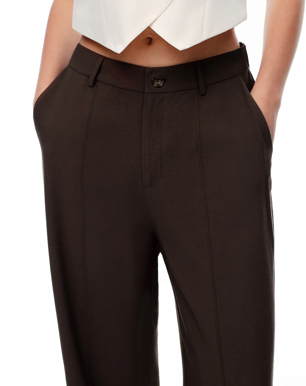Pantalón wide leg tiro alto chocolate mujer - Image 6
