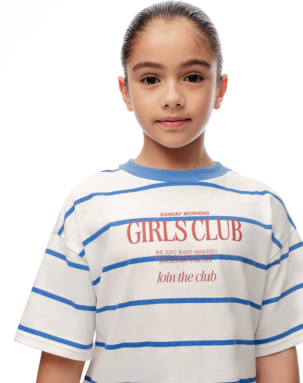 Camiseta oversize algodón rayas niña - Image 3