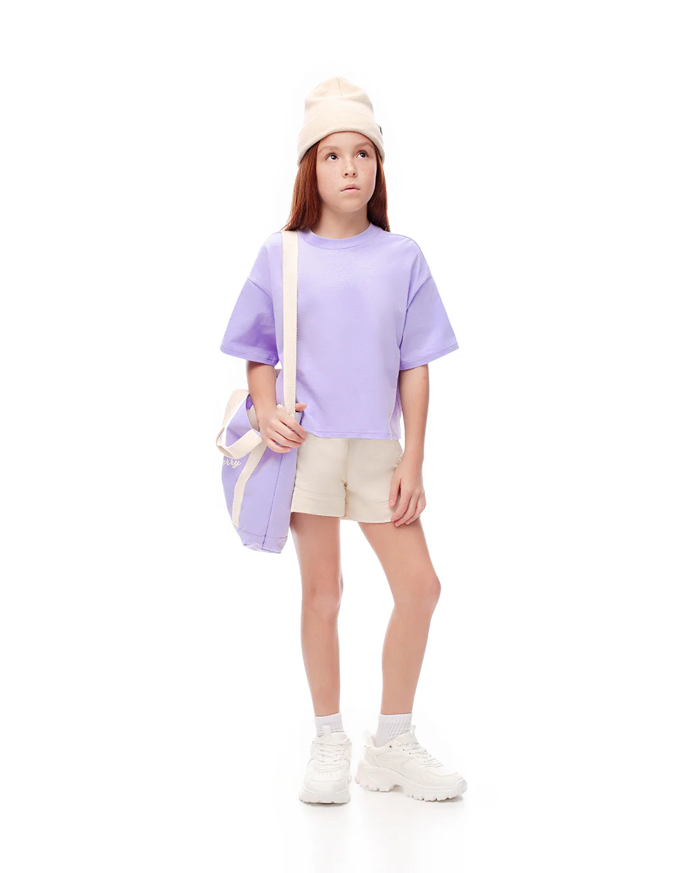 Camiseta oversize algodón lavanda niña - Image 3