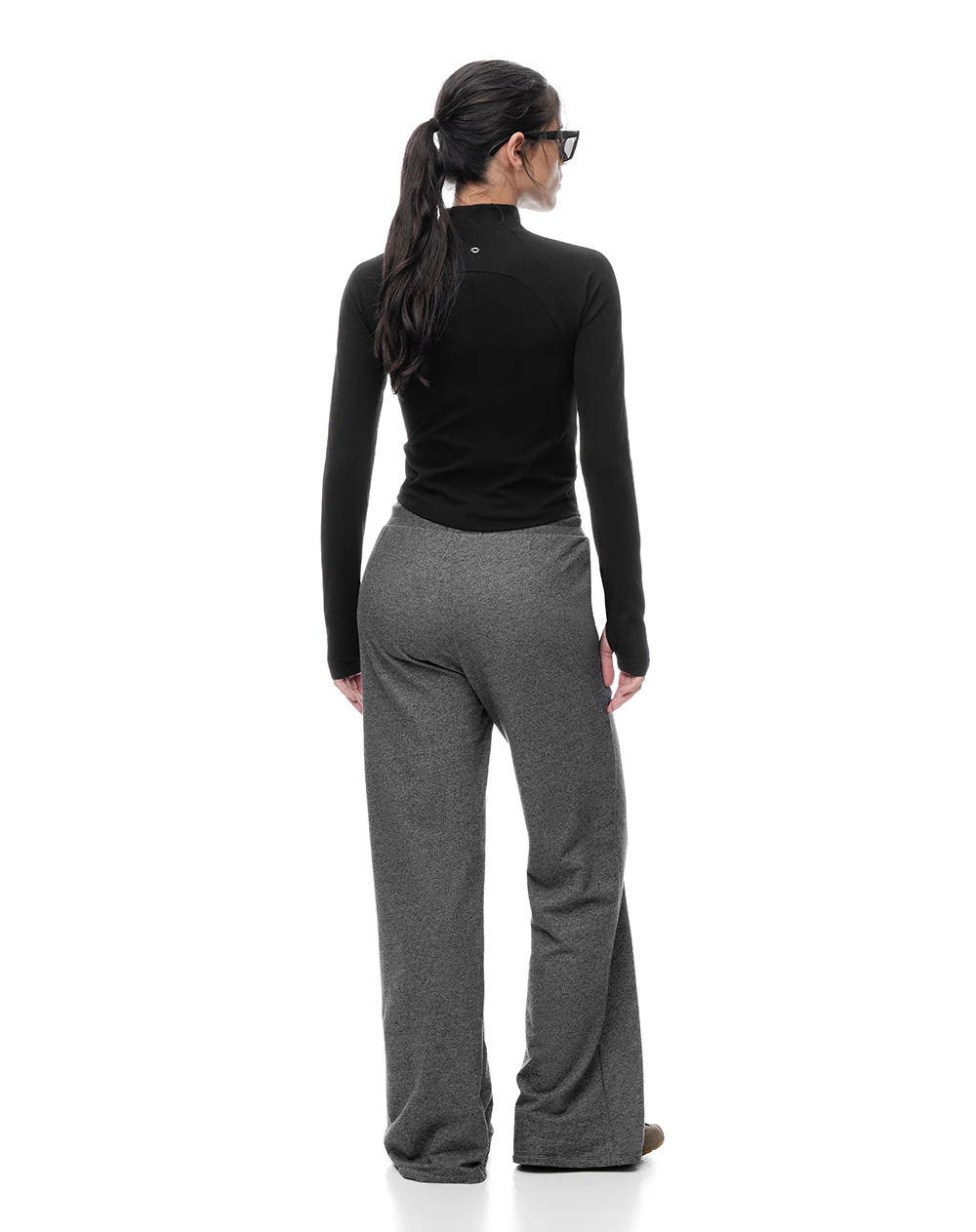 Pantalón relax tiro medio algodón gris mujer - Image 3