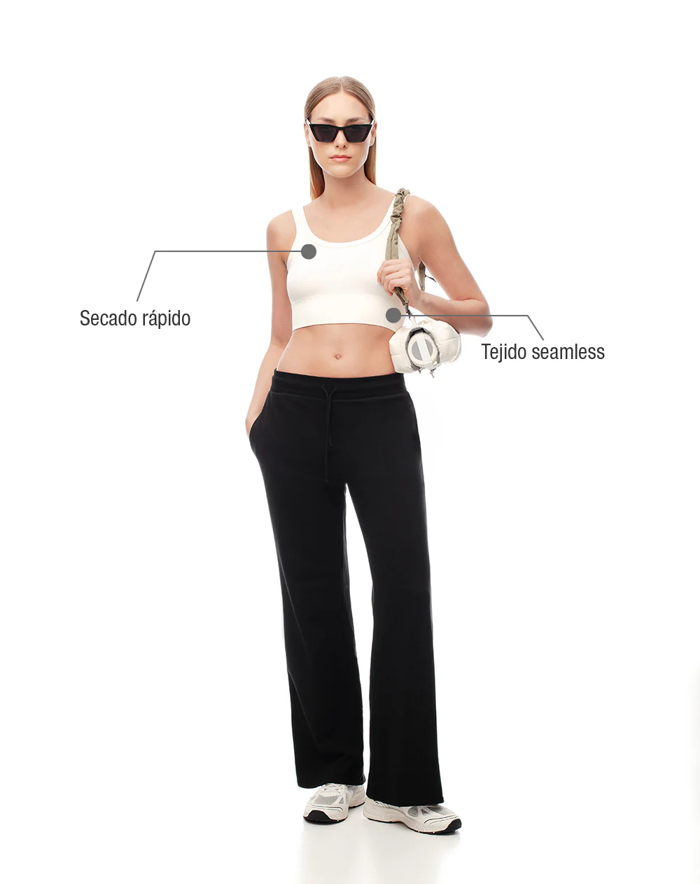 Crop top deportivo seamless blanco mujer - Image 2