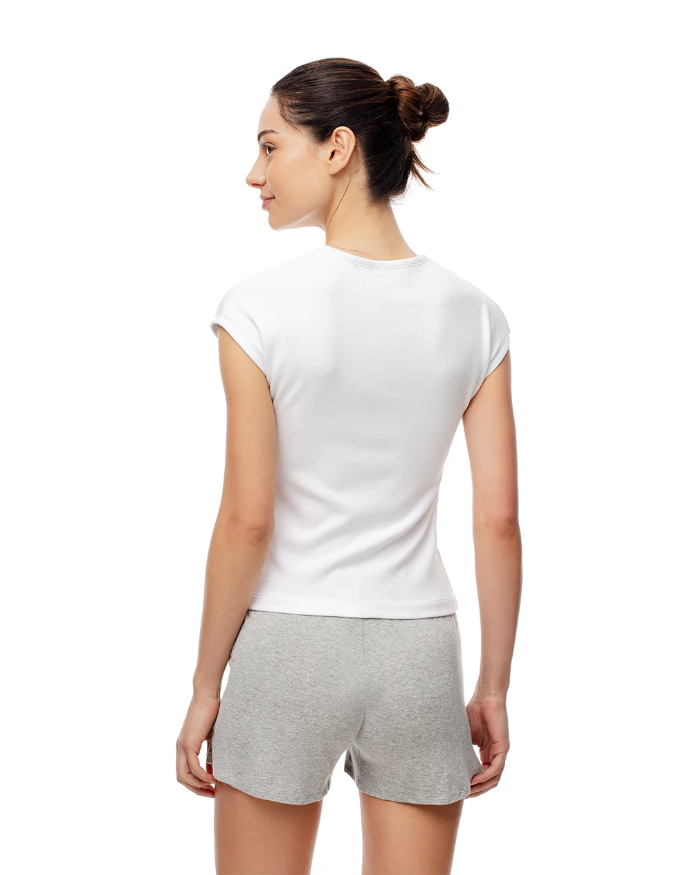Camiseta slim manga corta blanco mujer - Image 2