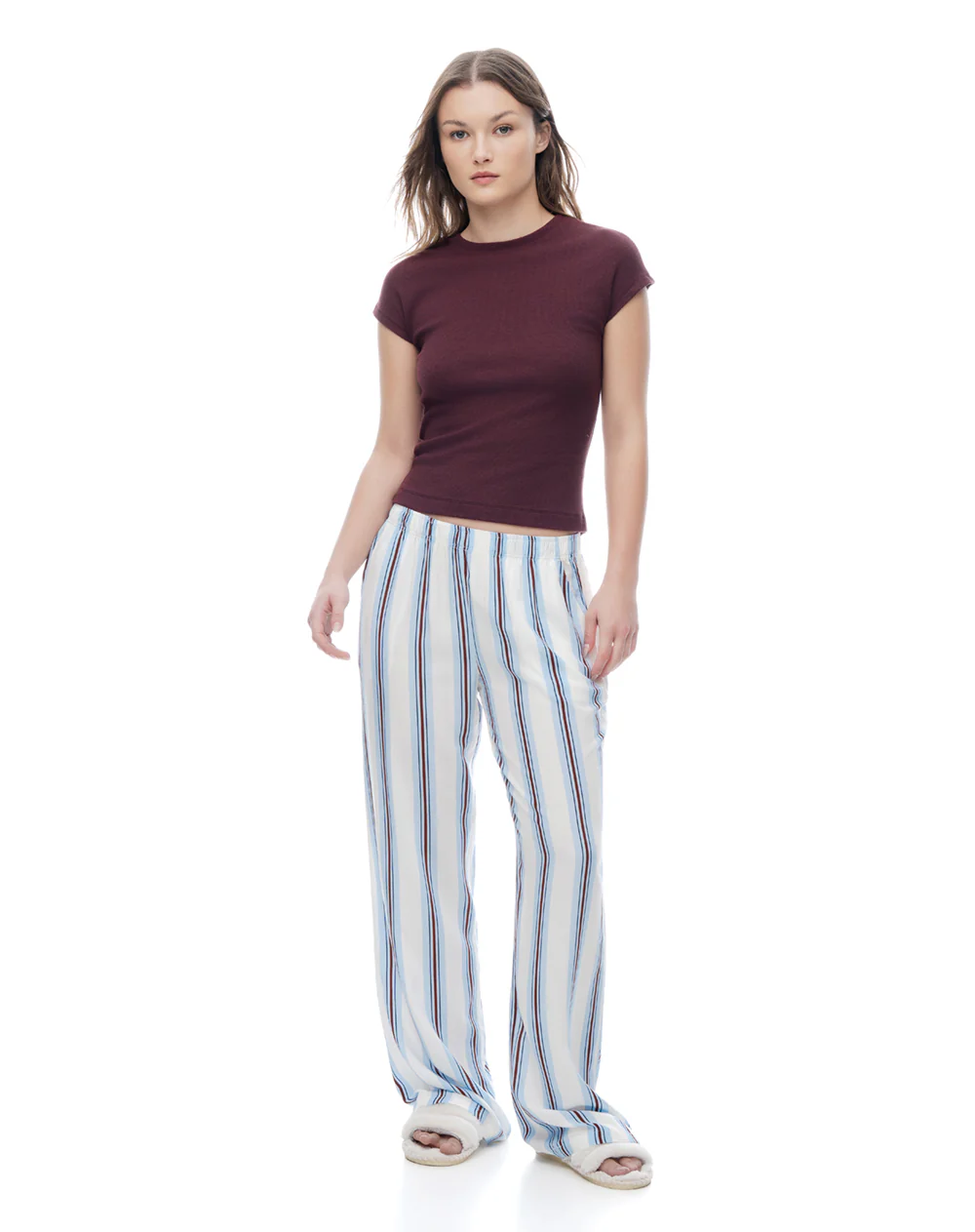 Camiseta slim manga corta vino tinto mujer - Image 5
