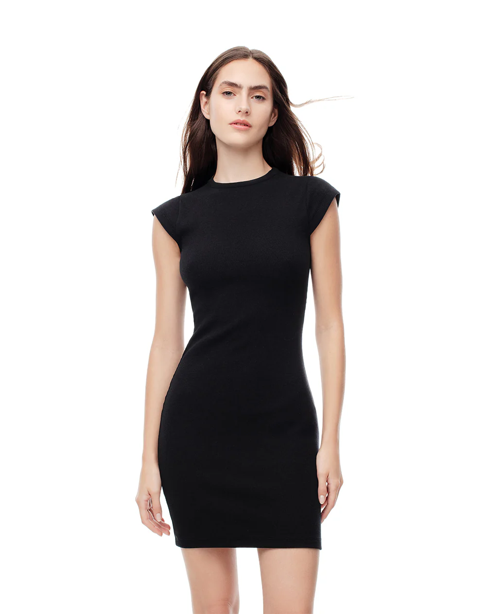 Vestido corto slim escote negro mujer