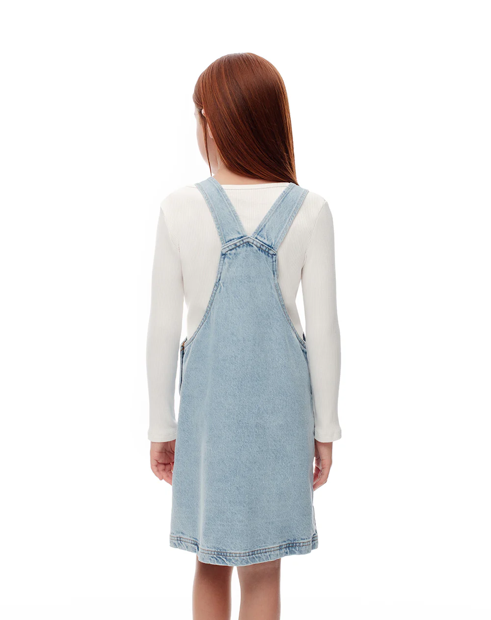 Overol corto denim índigo medio niña - Image 2