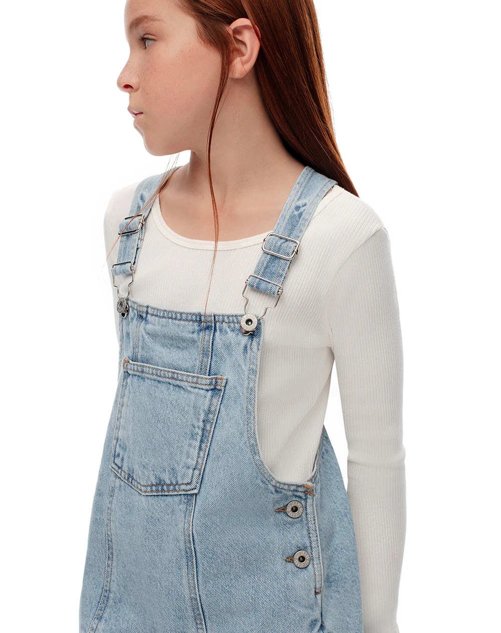 Overol corto denim índigo medio niña - Image 5