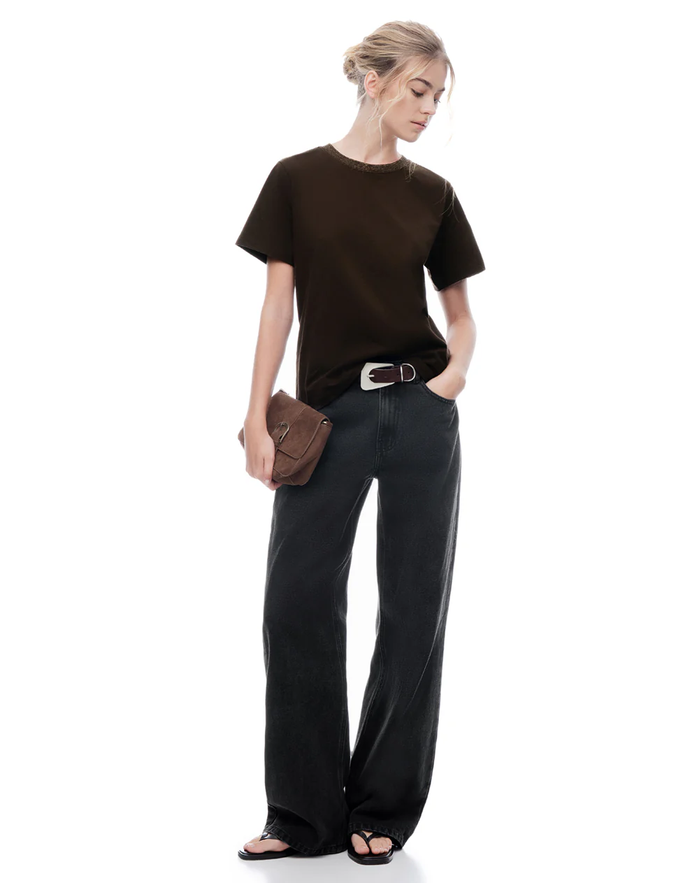 Camiseta regular manga corta chocolate mujer - Image 5