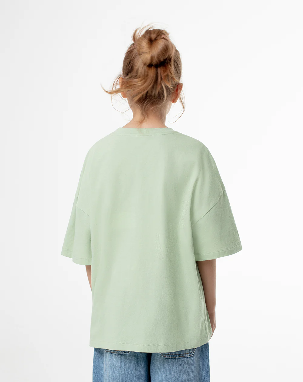 Camiseta oversize algodón verde estampada niña - Image 2