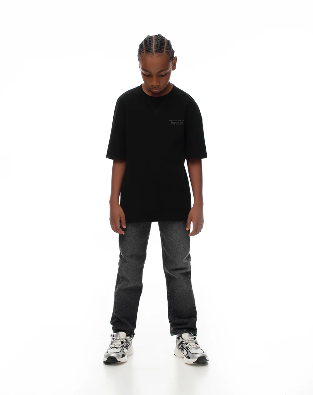 Camiseta regular algodón negra niño - Image 3