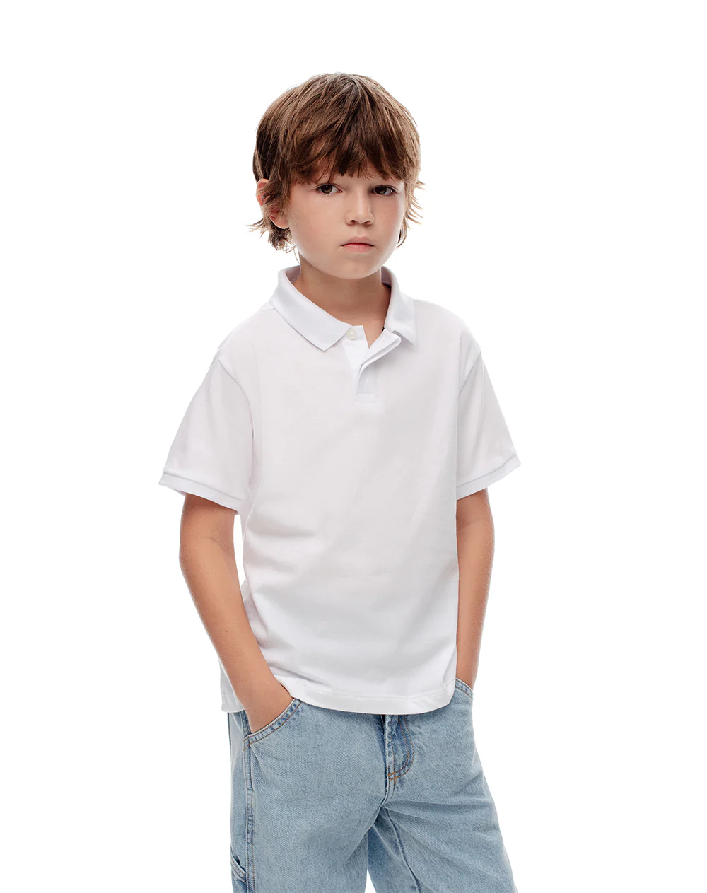 Polo regular algodón blanca niño
