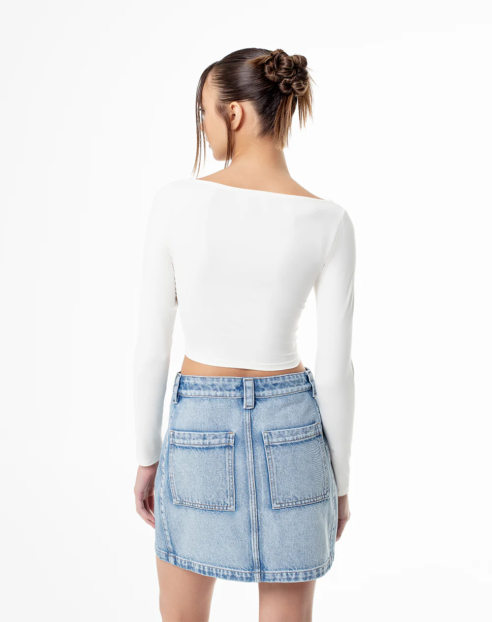 Falda tiro alto denim índigo medio mujer - Image 2