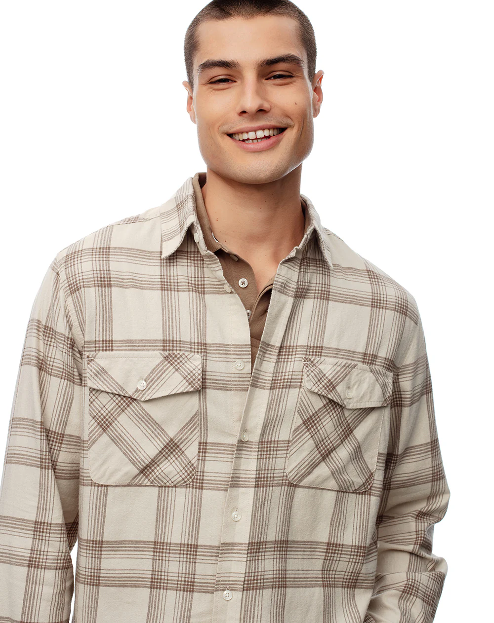 Camisa manga larga regular algodón cuadros hombre - Image 3