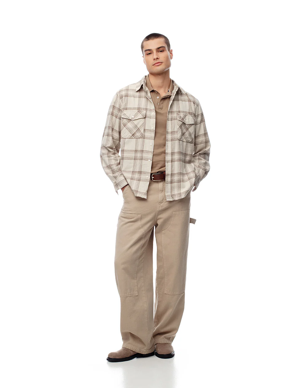 Camisa manga larga regular algodón cuadros hombre - Image 4