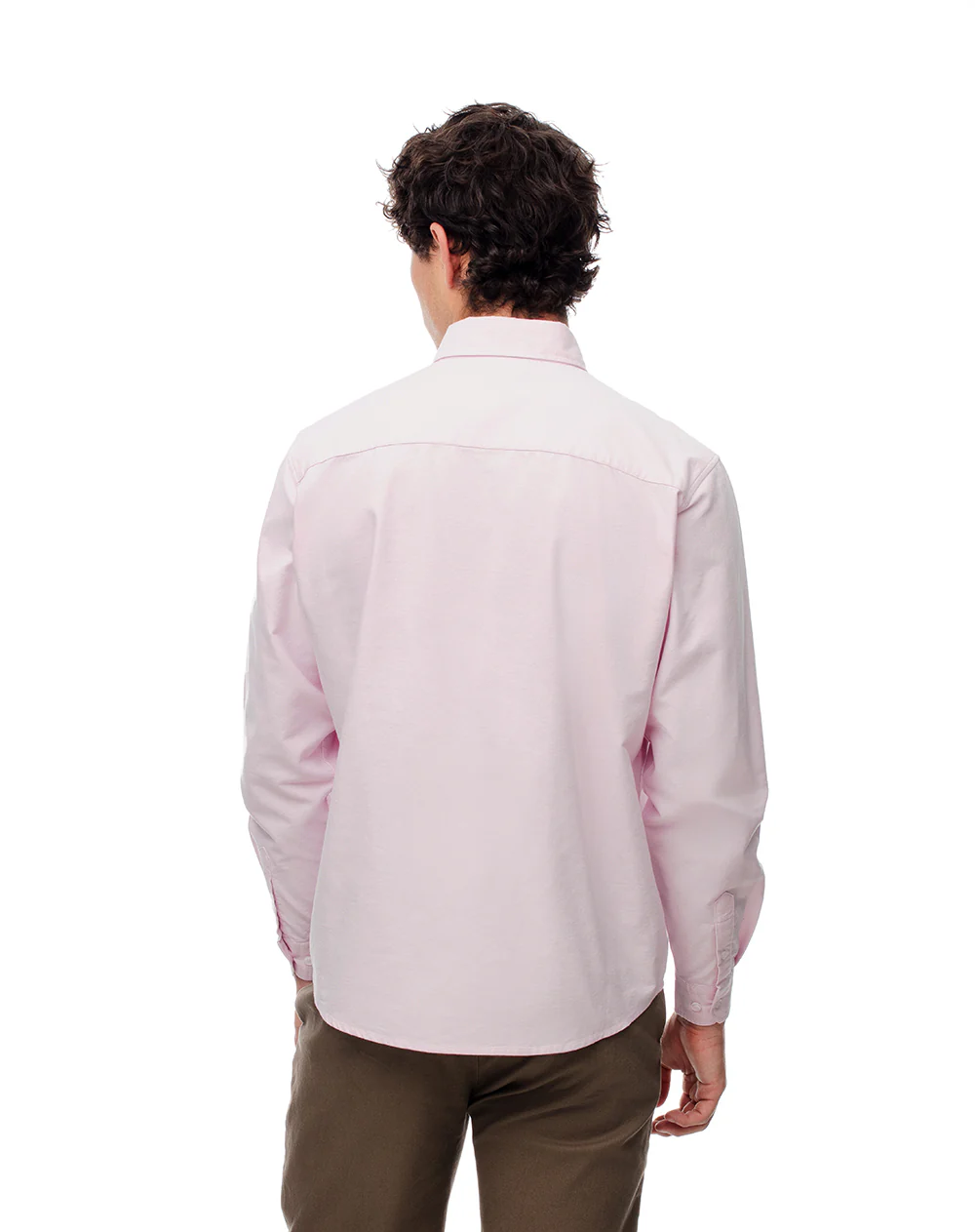 Camisa manga larga regular algodón rosa hombre - Image 2