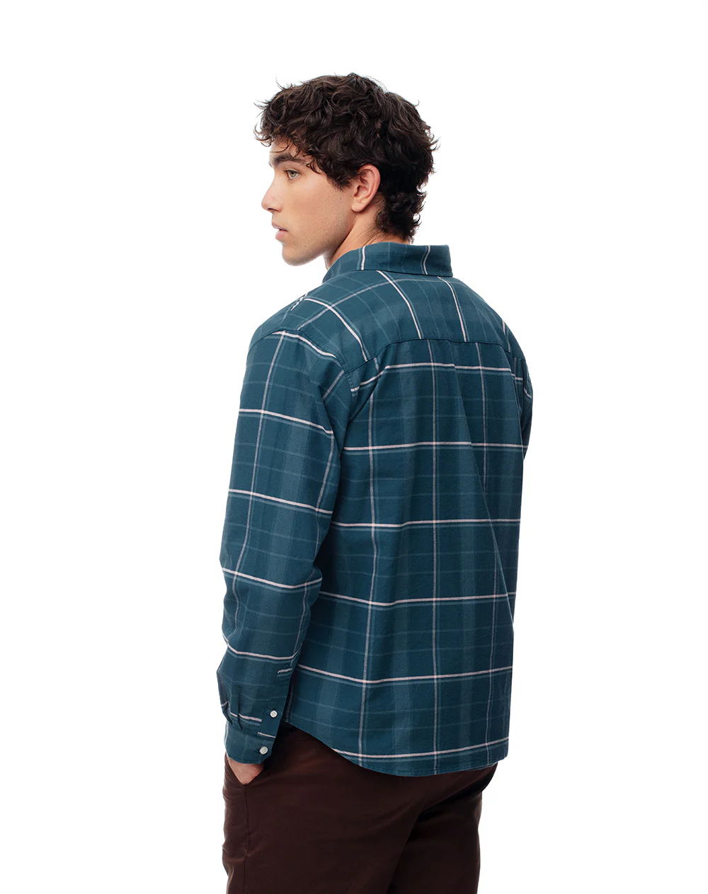 Camisa manga larga regular algodón cuadros hombre - Image 2