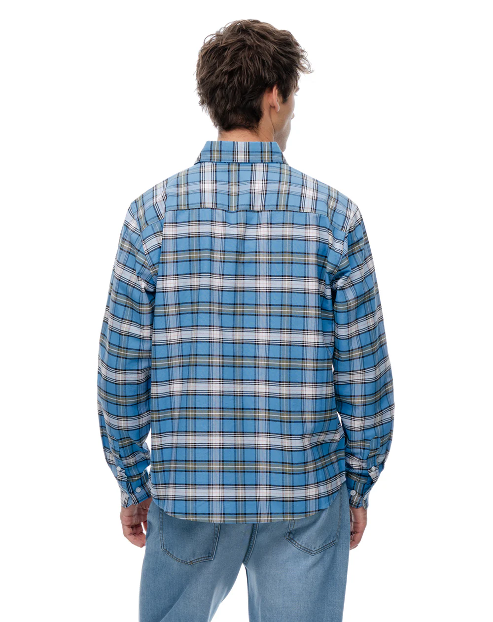 Camisa regular manga larga azul con cuadros hombre - Image 2
