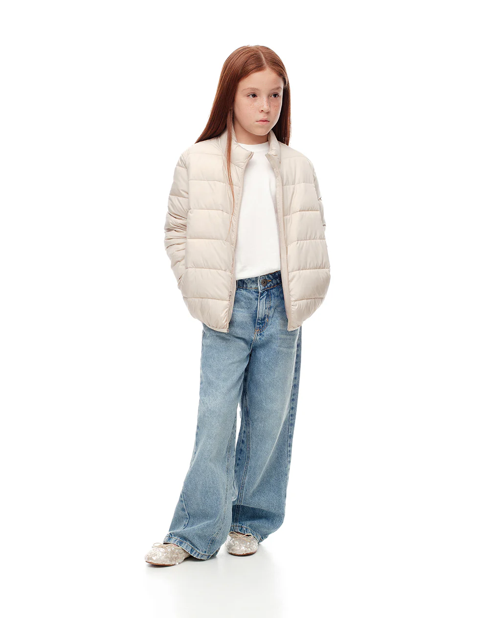 Chaqueta alcolchada crema niña - Image 4