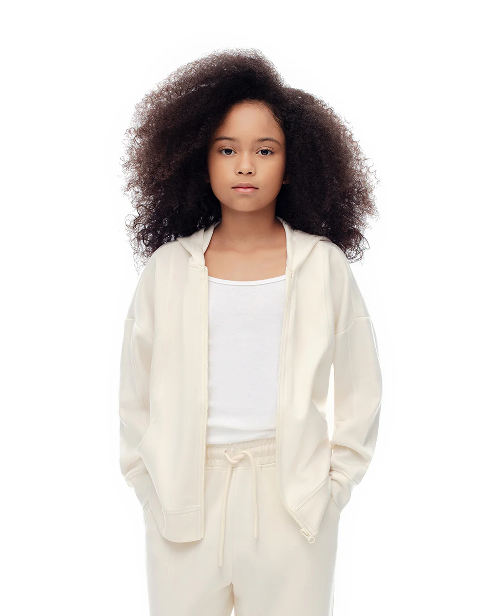 Chaqueta regular crema niña