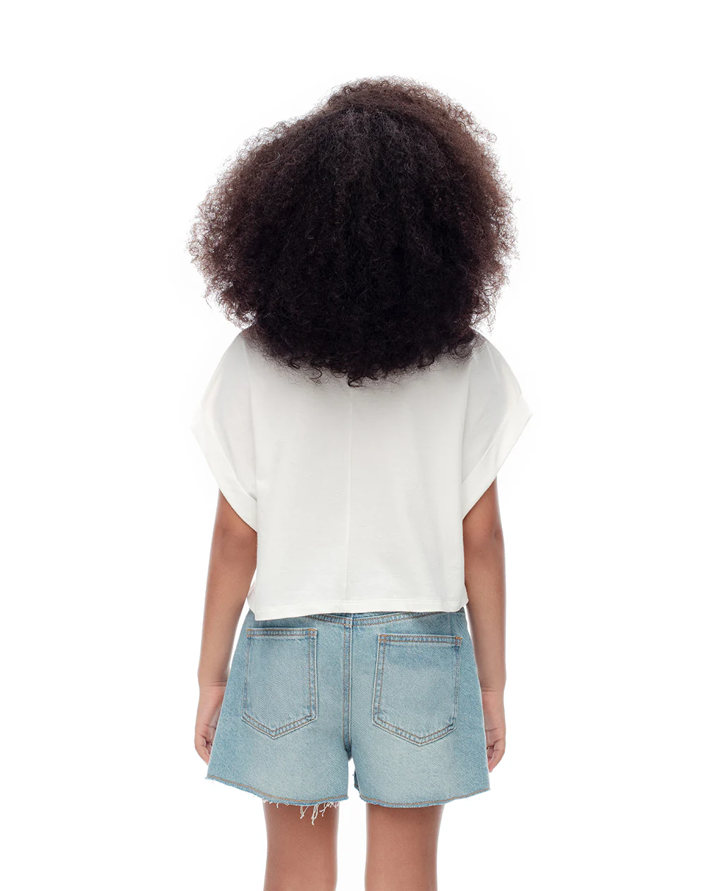 Short denim tiro medio índigo medio niña - Image 2