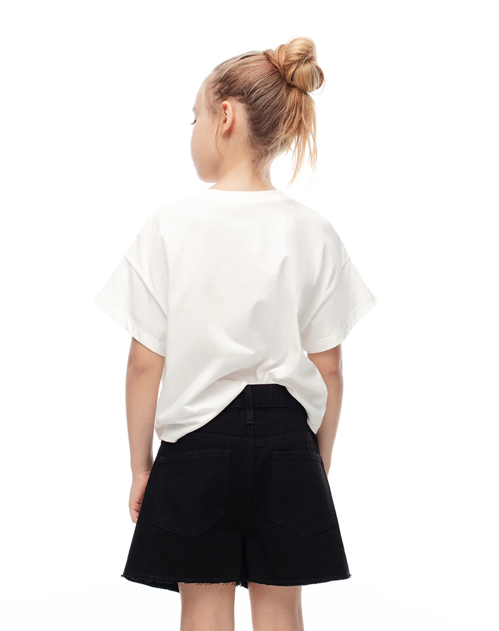 Short tiro medio denim negro niña - Image 3