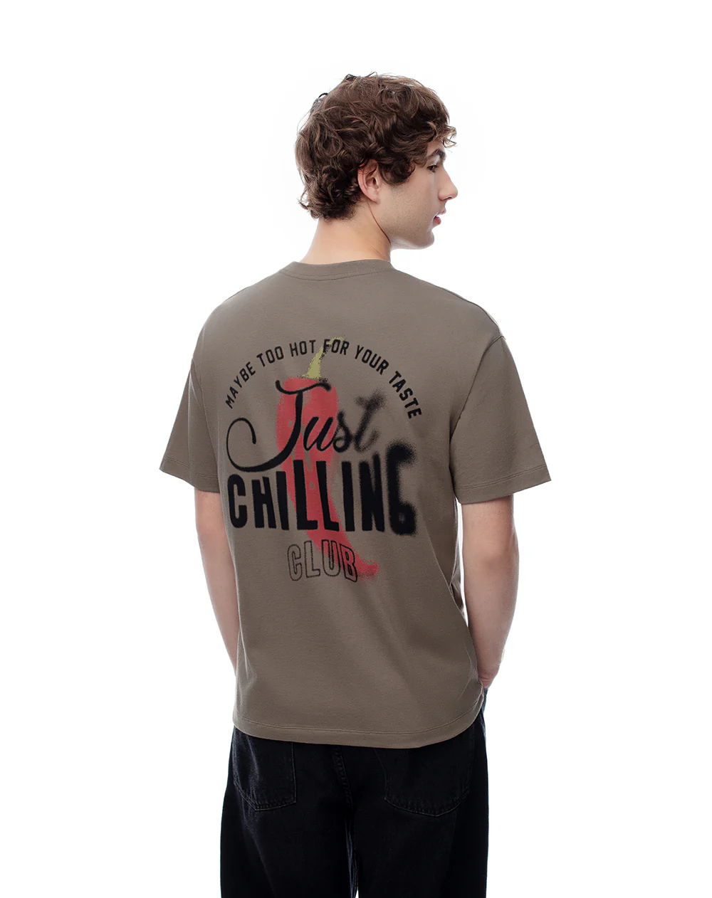 Camiseta regular algodón café estampada hombre - Image 2