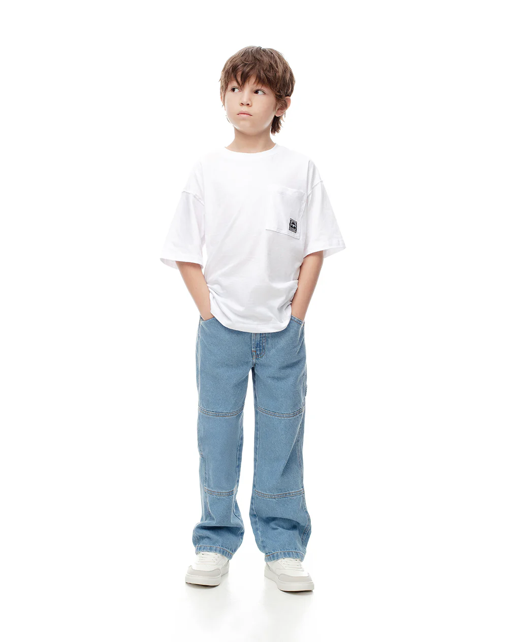 Jean wide leg índigo claro niño