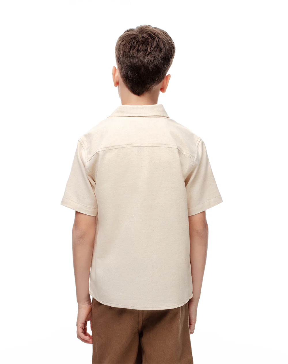 Camisa manga corta regular lino crema niño - Image 2
