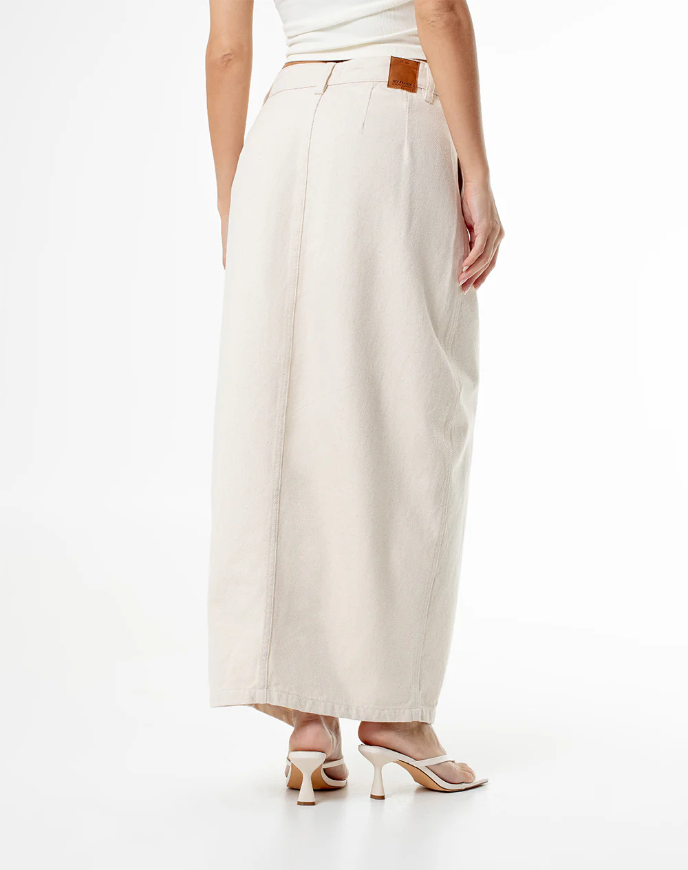 Falda midi tiro alto denim crudo mujer - Image 3