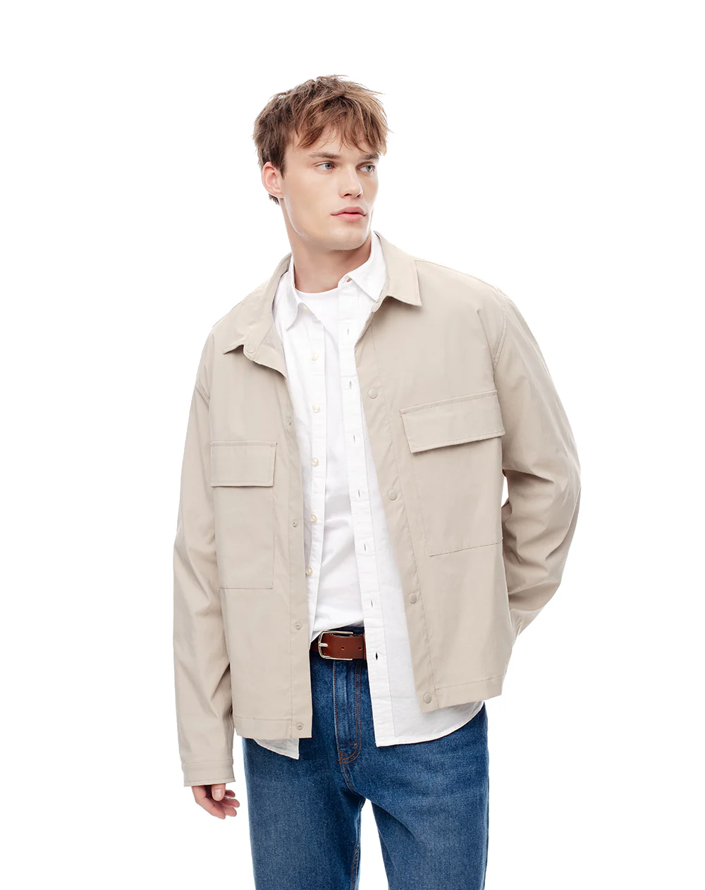 Chaqueta overshirt habano hombre - Image 3