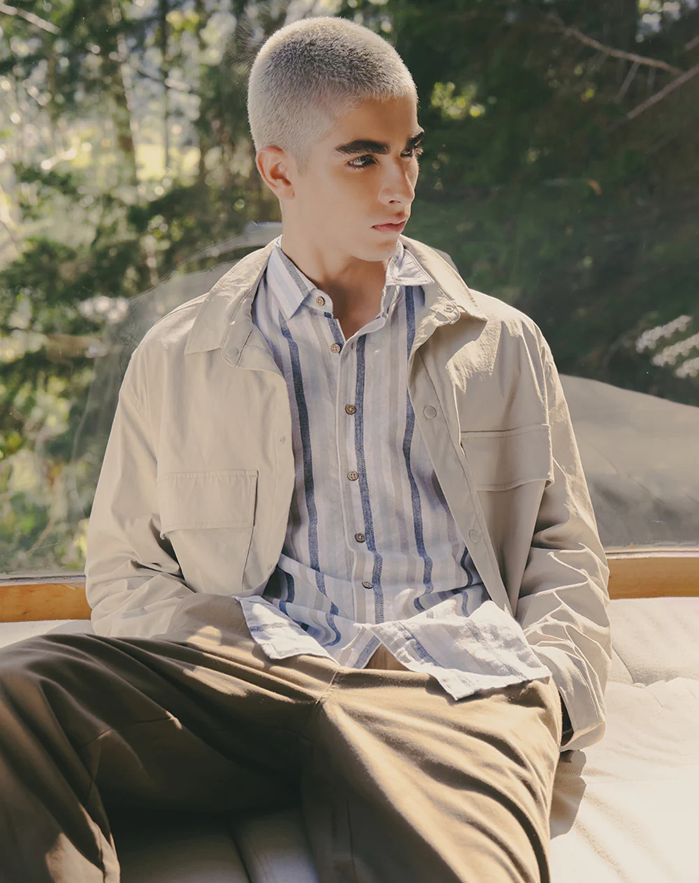 Chaqueta overshirt habano hombre - Image 7